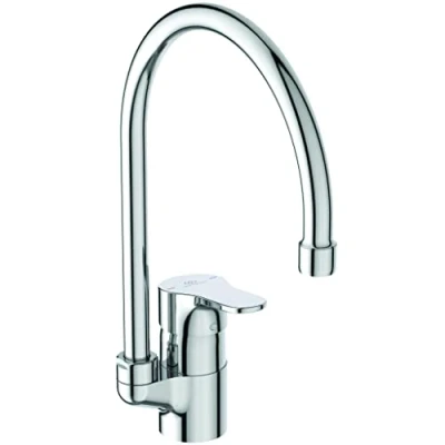 Immagine di Ideal Standard Cerabase, Miscelatore cucina monocomando a bocca alta, Da appoggio, Cromato