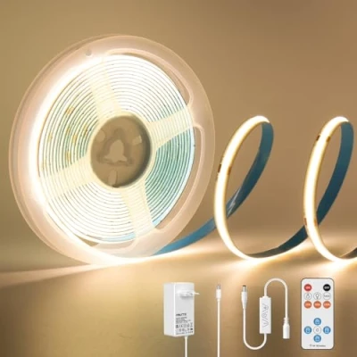 Immagine di PAUTIX COB LED Strisce Bianco Caldo 3000K, 24V 3m 480LEDs/M Super Bright dimmerabili Luci a nastro sotto l&#039;armadio con telecomando RF 18 tasti per cucina Camera da letto Casa fai te