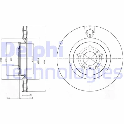 Immagine di DELPHI BG4162C Disco freno 324 30 5 ventilato rivestito non trattato senza cuscinetto ruota, anello sensore ABS NISSAN: 350Z Coupe
