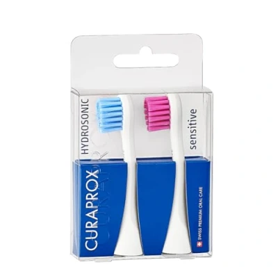 Immagine di Curaprox Hydrosonic Sensitive Testine per spazzolino sonico, confezione Duo, colore: Blu/Rosa