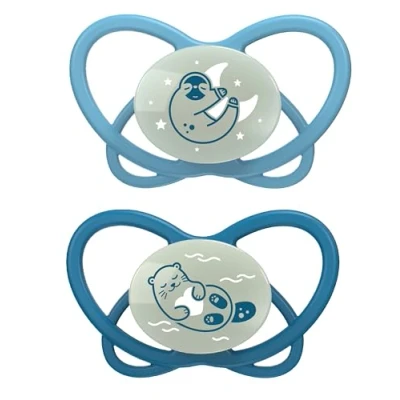 Immagine di NIP Butterfly: ciuccio luminoso delicato sulla pelle e sui denti, tettarella piatta, morbido flessibile, disco extra leggero traspirante, senza BPA, sostenibile, con scatola, 16 32 mesi,