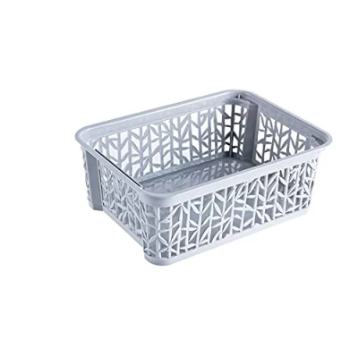 Immagine di BranQ Home Essential Cesto portaoggetti universale, multifunzione, in bambù, senza BPA, plastica, misura S, 2,5 l, 1 pezzo, colore: Grigio chiaro