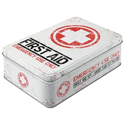 Immagine di Nostalgic Art Contenitori di Latta retrò Piatti First Aid Kit Idea Regalo per Amanti della Nostalgia, Scatola con Coperchio, Design Vintage, 2,5 l