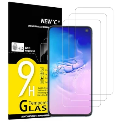 Immagine di NEW&#039;C 3 Pezzi, Vetro Temperato per Samsung Galaxy S10e, Pellicola Prottetiva Anti Graffio, Impronte, Senza Bolle, Durezza 9H, 0,33mm Ultra Trasparente, Resistente