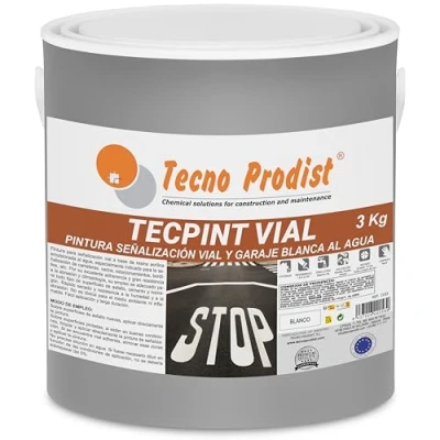 Immagine di Tecno Prodist TECPINT Vernice ad acqua per segnalazione stradale, speciale guado, asciugatura rapida, non tossica (3 kg bianco)