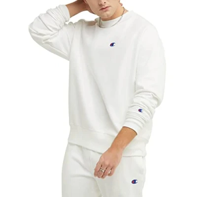 Immagine di Champion Felpa Girocollo con Tessuto inverso per Uomo Maglia di Tuta, Logo C/Lato Sinistro, Large
