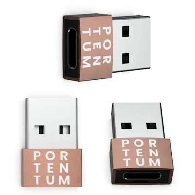 Immagine di PORTENTUM 3X adattatore USB C a Femmina Maschio, Velocità 2.0, 480 MB, corpo premium in zinco ad alta resistenza al calore Tipo di soli 4 grammi
