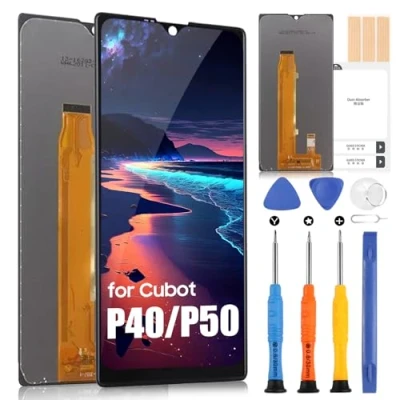 Immagine di ARSSLY LCD Display per Cubot P40, Schermo P50 Touch Screen Digitizer Full Assembly Sostituzione con Riparazione Kit (Nero)