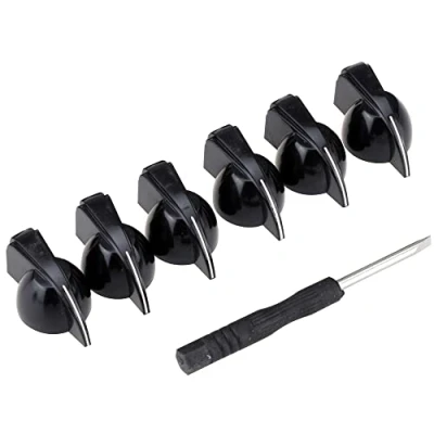 Immagine di Musiclily Pro Mancino Imperial Inch Size Pointer Manopole Chicken Head Knobs Pedale Effetti Amplificatore per Chitarra con Set Screw, Nero (Set di 6)