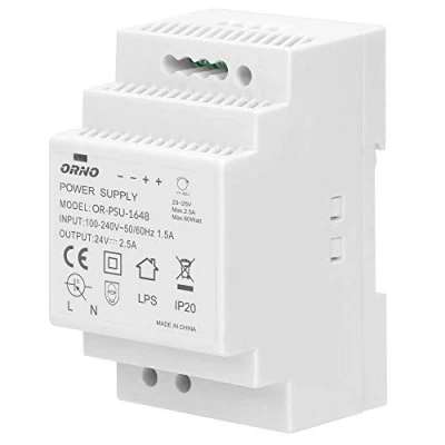 Immagine di ORNO PSU 1648 Trasformatore per Guida DIN 24VDC, 2,5A, 60W (3 Modulo)
