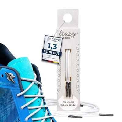 Immagine di leazy Round Lacci per scarpe elastici rotondi che si agganciano in gomma non devi allacciare Vestibilità perfetta e supporto stabile attività sportive il tempo libero