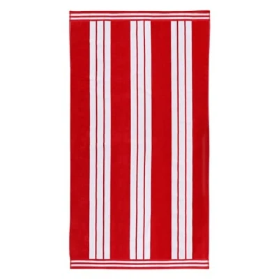 Immagine di Superior Collection Luxurious Jacquard Asciugamani da Spiaggia, in Cotone Pettinato, Oversize, Spazzolato, Red Cabana Stripe, 43 x 5 30 cm