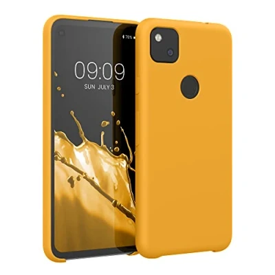 Immagine di kwmobile Cover per Google Pixel 4a Custodia Back Case Smartphone in Silicone TPU Protezione Gommata giallo zafferano