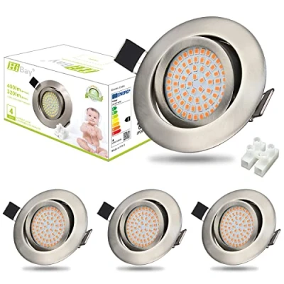 Immagine di HiBay Faretti Led da Incasso per Cartongesso Orientabile 40 3,5W Luce Calda 3000k Foro 70 80mm Ultra Slim 27mm Soffitto Rotondo 220V Interno Cucina Set di 4
