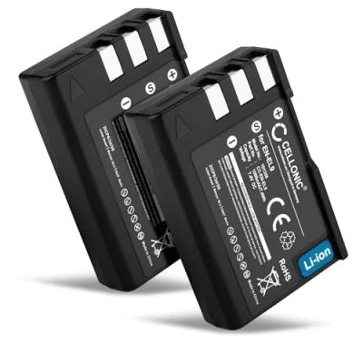 Immagine di CELLONIC 2X Batteria EN EL9 Compatibile con Nikon D3000 D5000 D60 D40 D40x capacità 1000mAh EL9e, EL9a, ENEL9a, EL9e Ricambio Sostituzione Battery