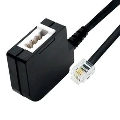 Immagine di BIGtec adattatore TAE per telefono, presa F su RJ11/RJ14 6P4C, rete fissa, router modem splitter cavo telefonico, 0,2 m, nero