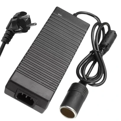 Immagine di Trasformatore di tensione da 220 V a 12 V: 180 W/15 A, adattatore alimentazione per auto, ventilatore integrato con adattatore, presa accendisigari, frigorifero auto (180 W)
