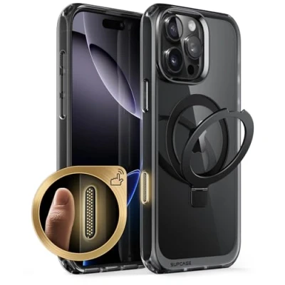 Immagine di SUPCASE Cover per iPhone 16 Pro Max 6.9&#039;&#039; 2024 con Supporto Rotondo (MagStand), [Compatibile MagSafe] [Protezione di Grado Militare] Custodia Protettiva Magnetica Trasparente (Frost Neo)