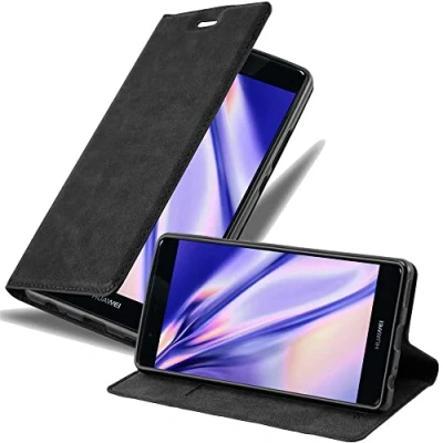 Immagine di Cadorabo Custodia Libro per Huawei P9 Plus in Nero di Notte con Vani Carte, Funzione Stand e Chiusura Magnetica Portafoglio Cover Case Wallet Book Etui Protezione