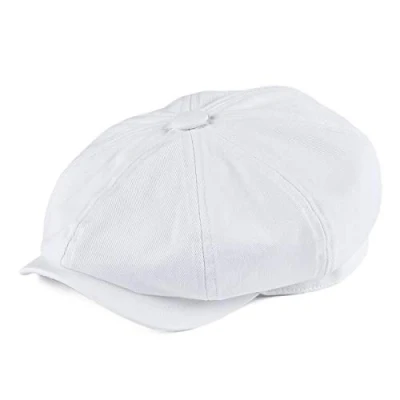 Immagine di BOTVELA Berretto piatto da uomo, 8 pezzi, 100% cotone, Gatsby Ivy Golf Cabbie Hat, bianco, 7.375