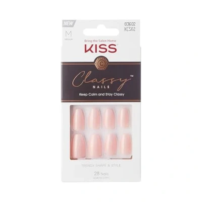 Immagine di KISS unghie a pressione di classe, colla per inclusa, &quot;Cozy Meets Cute&quot;, rosa, medie dimensioni, forma bara, include 28 unghie, 2 g colla, 1 bastoncino manicure, mini lima