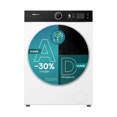Immagine di Hisense WD5I8043BWF Lavasciuga Slim a Carica Frontale 8 kg, Slim, Classe A, 1400 rpm, 15 Programmi, Connectivity, Vapore, Refresh, Display Touch, Maxi cestello, Programma Rapido