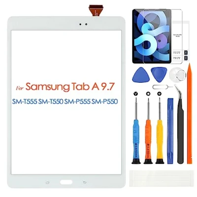 Immagine di ARSSLY Schermo per Samsung Galaxy Tab A SM T550 T555 9,7 Pollici Touch Screen Digitizer Tattile Digitalizzatore Pannello Vetro con Riparazione Kit, Nero (Non LCD Display)