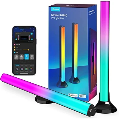 Immagine di Govee Smart LED Light Bars, Luce di 38CM con Doppia Perla Luce, Barra Modi Diversi Posizionamento per TV da 45 70 Pollici, Funziona Alexa e Google Assistant, Colore Nero