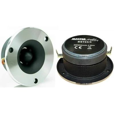 Immagine di MASTER AUDIO 2 SUPER TWEETER BST03/4 da 120 watt rms e 240 max 9,60 cm di diametro 99 db 4 ohm portiere sportelli auto profondità 3,60 cm, a coppia