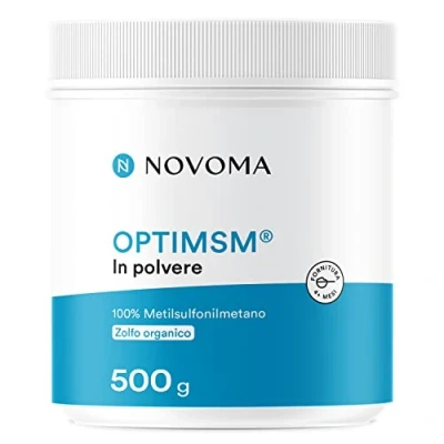 Immagine di MSM Polvere OptiMSM® 500 g Alto Dosaggio Zolfo in al 99,9% Puro Integratore Vegano con Ottima Solubilità Cucchiaio di Misurazione Incluso Novoma (ex Nutrivita)
