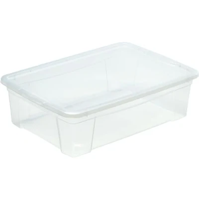 Immagine di M Home Scatola portaoggetti in plastica trasparente con aperture + coperchio, 56 x 39,5 17 cm, 25,6 l, SPACE BOX PLS616