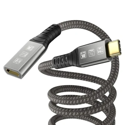 Immagine di Angusplay Cavo Prolunga USB c Thunderbolt 4 0,8m, 40Gbps di USB4 Maschio a Femmina, Cavi 100W 8K 60Hz Video Compatibile con 3/USB 4/3, tipo per Mac MacBook Pro/SSD eGPU