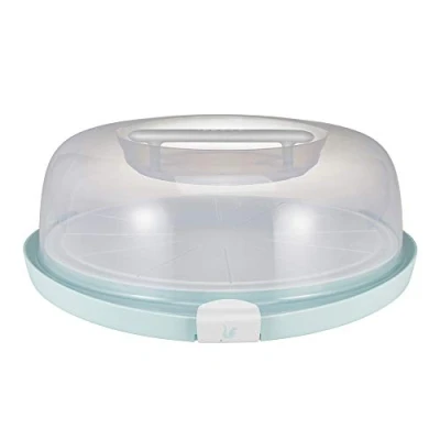 Immagine di keeeper Contenitore per Torte con Guide il Taglio e Vassoio di Servizio, Plastica priva BPA, Piatto, 38 x 37,5 13,5 cm, Emilio, Verde menta