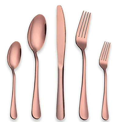Immagine di BerglanderSet di posate colore rame, 30 pezzi in oro rosa, titanio acciaio inox placcato rosa set posate, servizio per 6 (30 pezzi)