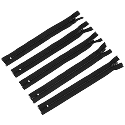 Immagine di Trimz Cerniera Nera a Senso Unico, con Denti da 4 mm, 20 cm, 5 Pezzi, Poliestere, Nero, unità