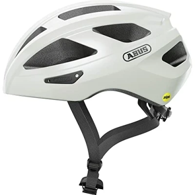 Immagine di Abus, casco per bici da corsa ABUS Macator MIPS, entry level con visiera, adatto capelli raccolti a coda, uomo e donna, bianco, taglia M