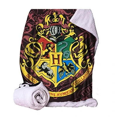 Immagine di Nemesis Now Harry Potter Hogwarts Crest C6219W2, copriletto morbido al tatto, poliestere, larghezza 100 cm, lunghezza 150 marrone