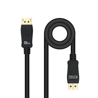 Immagine di NANOCABLE 10.15.2501 L150 Cavo DISPLAYPORT 1.4, con Certificato VESA, Risoluzione fino a 8K@60Hz, Colore Nero, 1,5 Metri