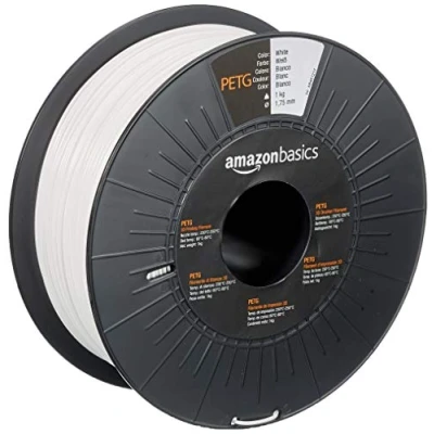 Immagine di Amazon Basics Filamento per stampanti 3D, in PETG, 1.75 mm, bianco, 1 kg bobina