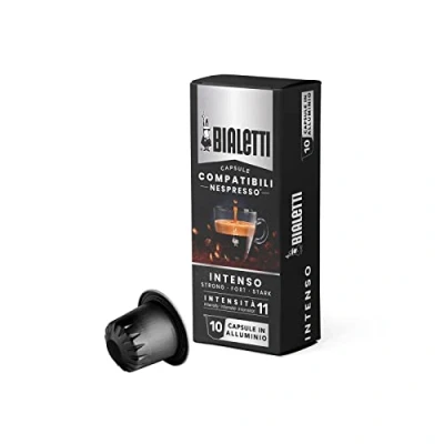 Immagine di Bialetti Compatibili Nespresso, 1 Confezione da 10 Capsule, Intenso, Intensità 11, con Macchine 100% Alluminio