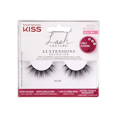 Immagine di KISS Lash Couture LuXtensions Collection 1 paio di ciglia finte, velluto, finte leggere e flessibili, con fascia super sottile, include colla per