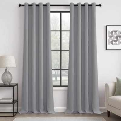 Immagine di MRTREES 2 Pezzi Tende Oscuranti per Interni Isolanti Termiche con Occhielli Moderne Coprenti Tinta Unita Camera da Letto e Soggiorno Elegante 140x260 CM Grigio Chiaro