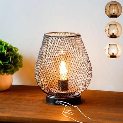 Immagine di JHY DESIGN Lampada da tavolo al tatto Gabbia in metallo Lanterna a LED batteria con lampade incandescenza senza fili per matrimoni, feste, terrazze, eventi interni ed esterni