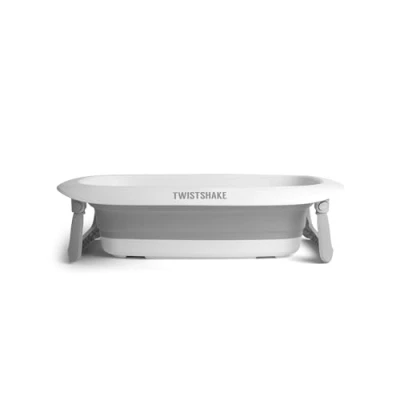 Immagine di Twistshake Vaschetta Bagnetto Antiscivolo Portatile per Neonato Bambini, Pieghevole Vasca da Bagno Con Lavandino, Comodo e Sicuro, 0 Mese+, Capacità: 30L, Grigio/Bianco