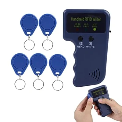 Immagine di Copiatrice ID Card, Duplicatore di Portatile Writer per Scheda RFID 125KHz Controllo Accessi con 5 tag, Handheld Bloccante Lettore