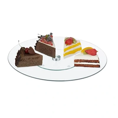Immagine di Relaxdays Piatto Rotante per Torte, Girevole a 360º, Ø 30cm, Decorare e Servire, Tortiera Rotonda in Vetro, Trasparente