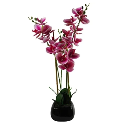 Immagine di Leaf Fioriera artificiale in ceramica orchidea 65 cm, materiali misti, colore rosa scuro, 70 cm