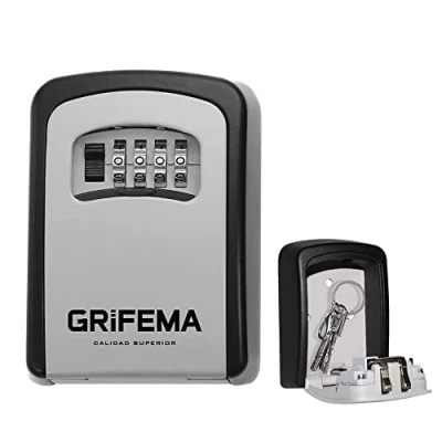 Immagine di GRIFEMA Cassetta di Sicurezza per Chiavi, Cassaforte Portatile, 4 Cifre [Exclusiva Amazon]