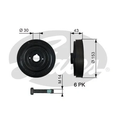 Immagine di GATES TVD1005A Puleggia Albero Motore 153 con accessori FleetRunner Micro V Stretch Fit CITROËN: Berlingo / First I, Xantia Hatchback
