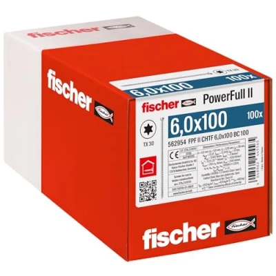 Immagine di Fischer FPF II CHTF 6,0 x 100 BC 562954 Vite da legno 6 mm TX Acciaio galvanizzato zinco pz.